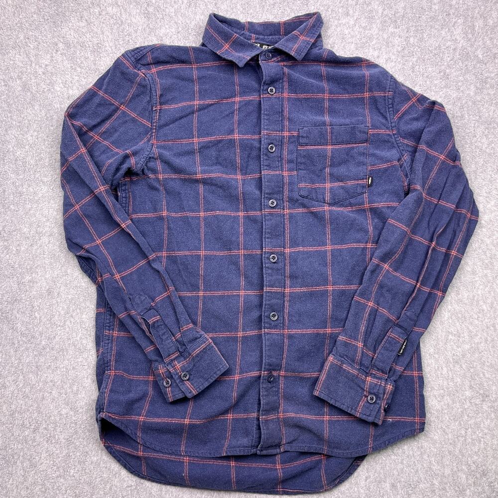 Vans Off The Wall Button-Up Shirt Mens Small Blue Plaid Long Sleeve