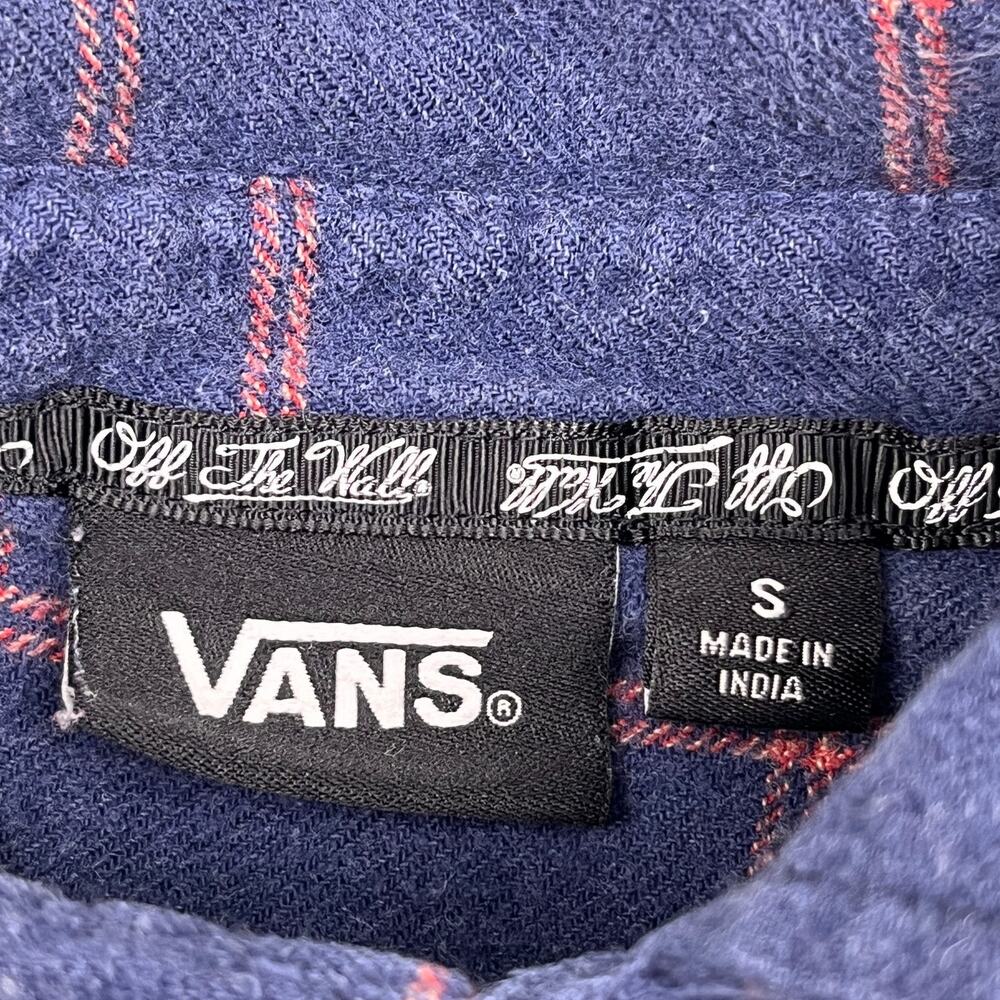 Vans Off The Wall Button-Up Shirt Mens Small Blue Plaid Long Sleeve - Picture 4 of 10