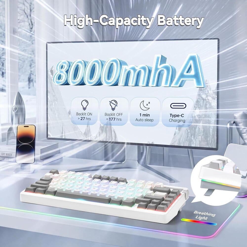X Aula Nova75 Mechanical Gaming Keyboard,75% Compact Wireless Keyboard with Scre - Picture 2 of 8