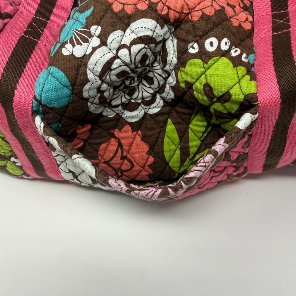 Vera Bradley Mocha Rouge Quilted Cotton Duffel Bag Floral Travel Weekend Bag - Picture 5 of 16