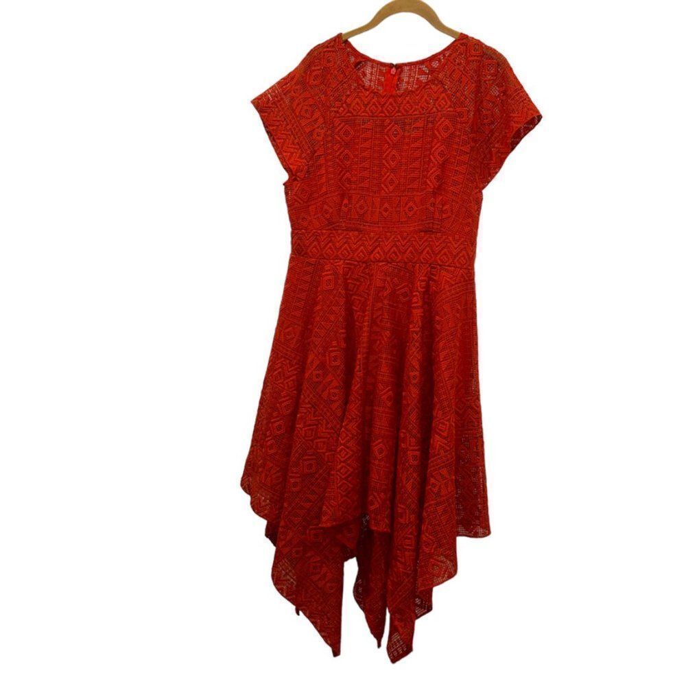 Maeve Anthropologie burnt orange handkerchief hem dress
