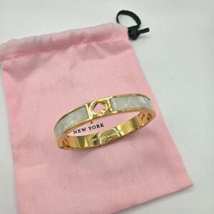 Kate Spade Gold-Tone Bangle Bracelet Mother Of Pearl Inlay Punch Spade