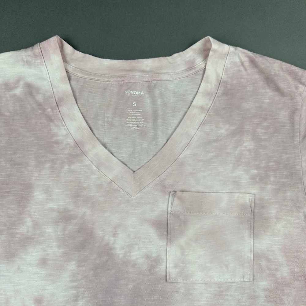 Sonoma Goods for Life Pink T-Shirt Women's Size Small V-Neck Top