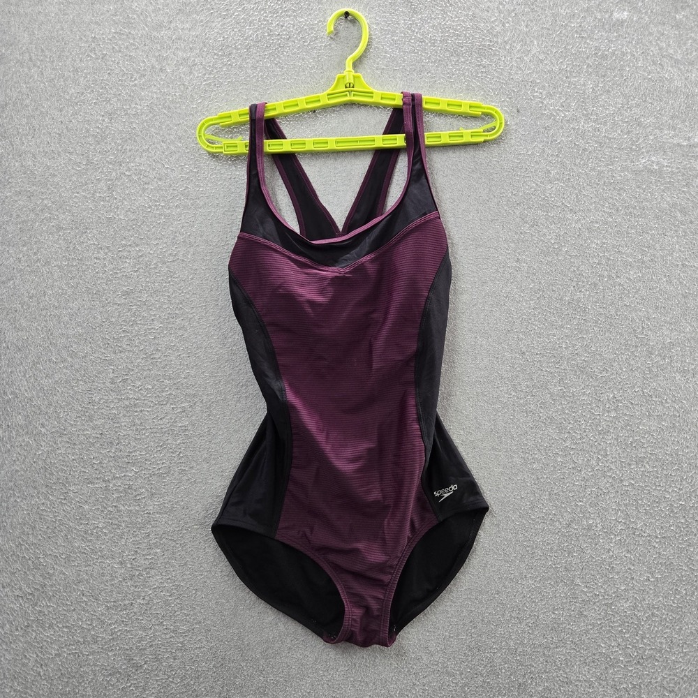 Speedo Women Swimwear M Purple Nylon Polyester One-Piece Swimsuit Sleeveless