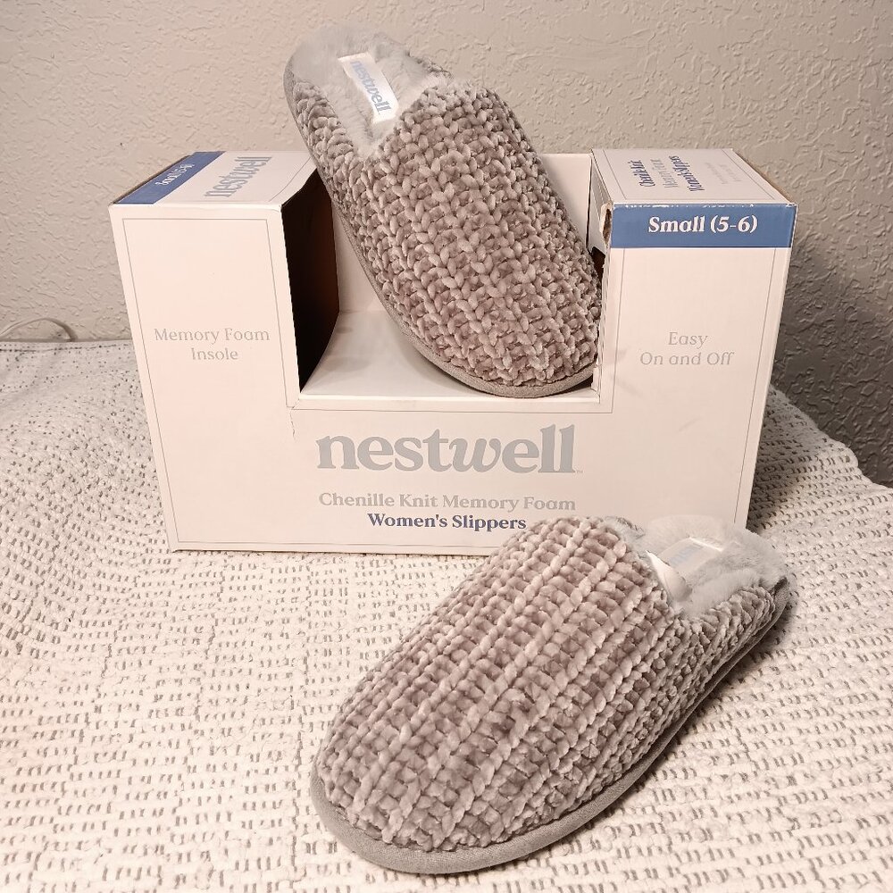 Nestwell BBB women's chenille knit memory foam slippers sz Small / 5 - 6 - NEW