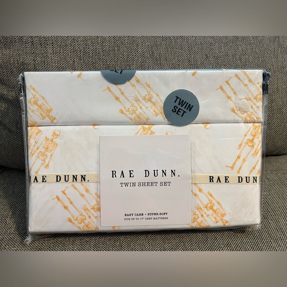 Rae Dunn Skeleton Halloween Twin Sheet Set