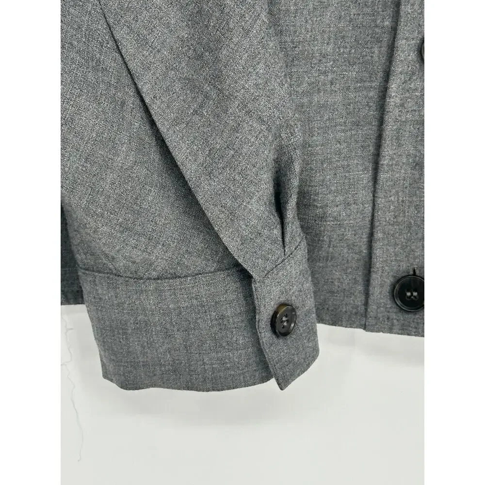 COS Wool Blazer Jacket Womens 4 Gray Modernist Structural Workwear Layering Crop - Picture 5 of 9