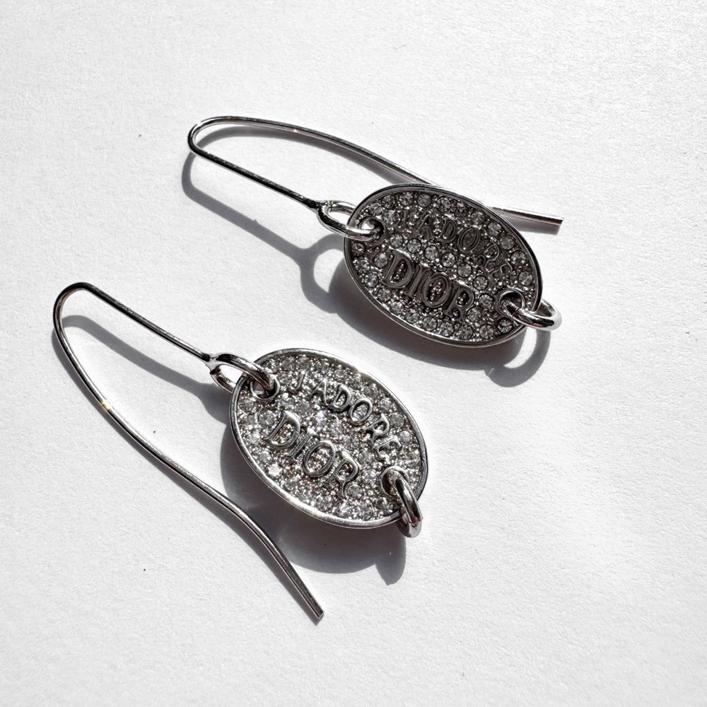 Vintage Christian Dior Jadior Earrings Silver Crystal