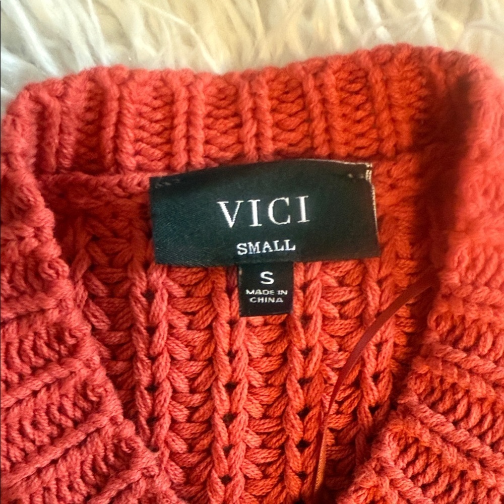 Vici Red Button Down Knit Top - Picture 2 of 5