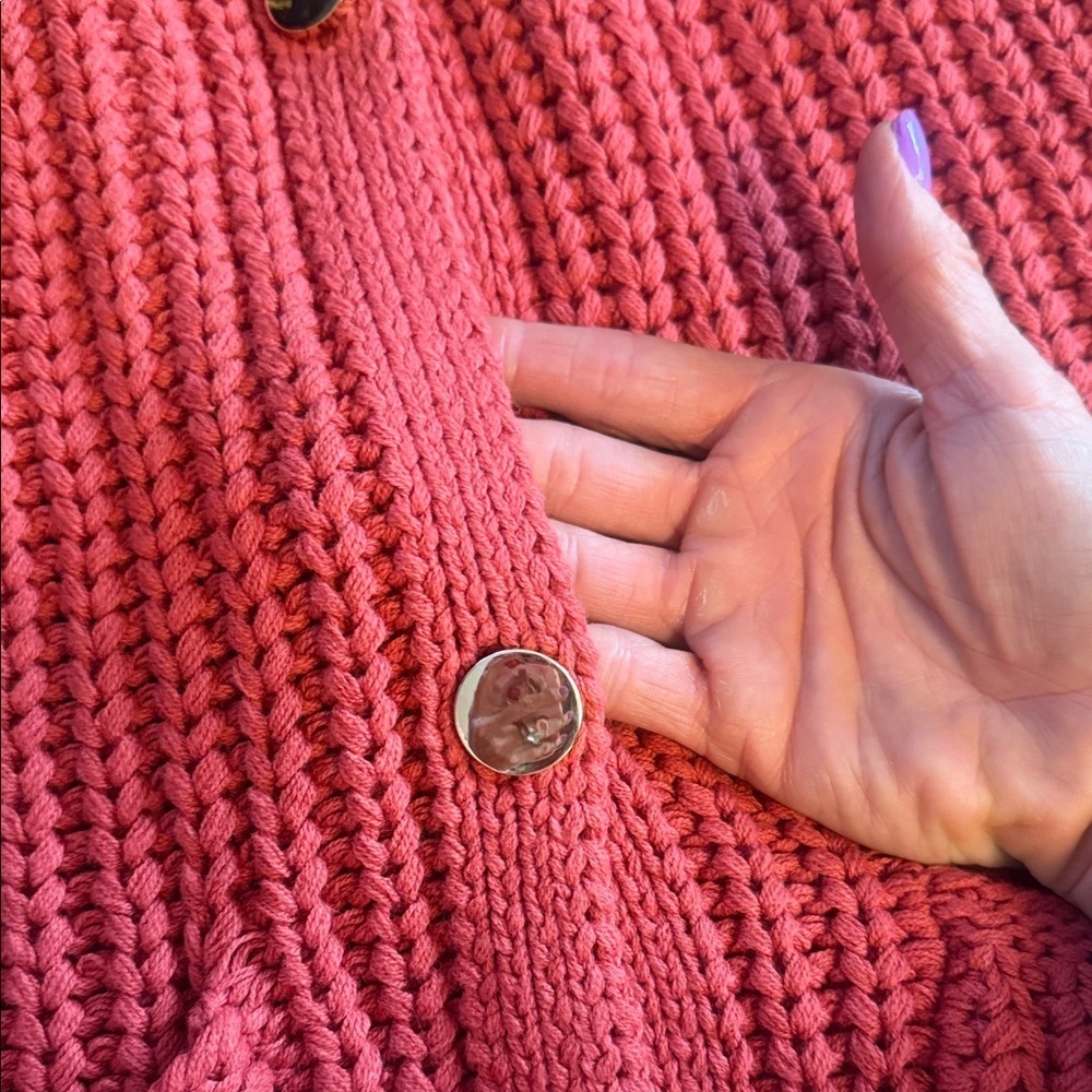 Vici Red Button Down Knit Top - Picture 5 of 5