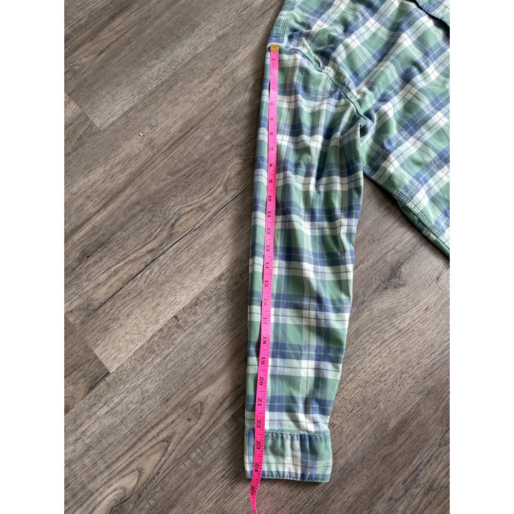 L.L.Bean Plaid Flannel Shirt Men M Traditional Fit Green Blue Stretch Button Up - Picture 12 of 12