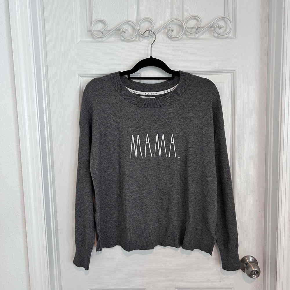 Rae Dunn Gray 'MAMA.' Crewneck Sweater - Soft Everyday Knit Size XL