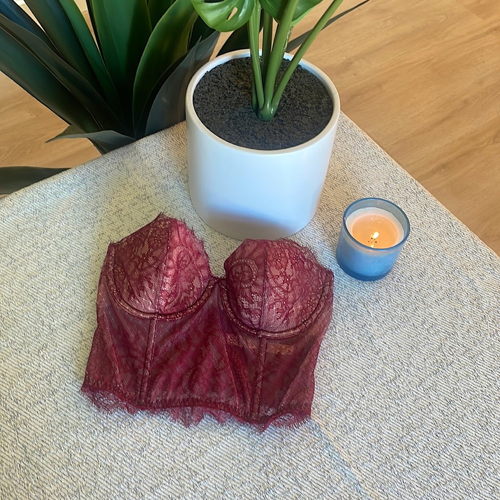 Victoria's Secret Burgundy Lace Longline Bustier