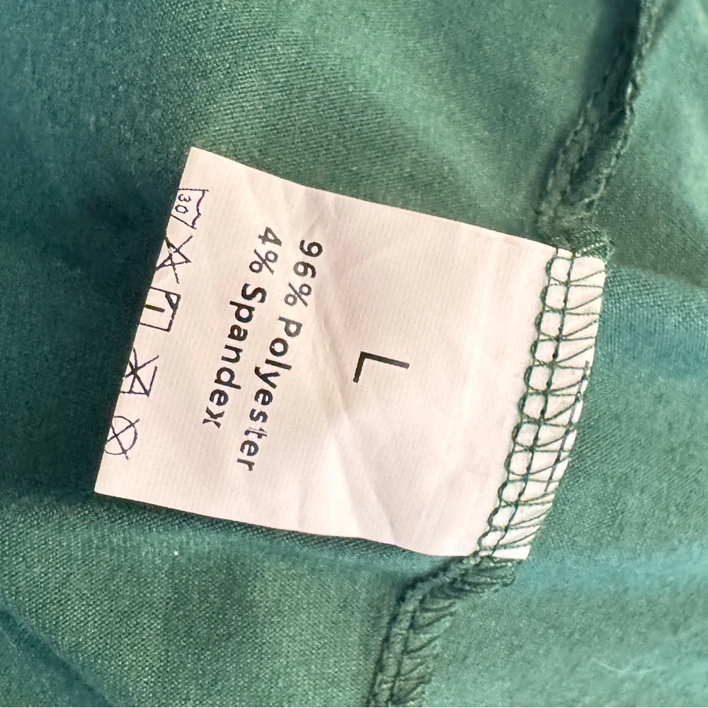 Emerald green cotton dress with side pockets Sz L - Picture 7 of 8