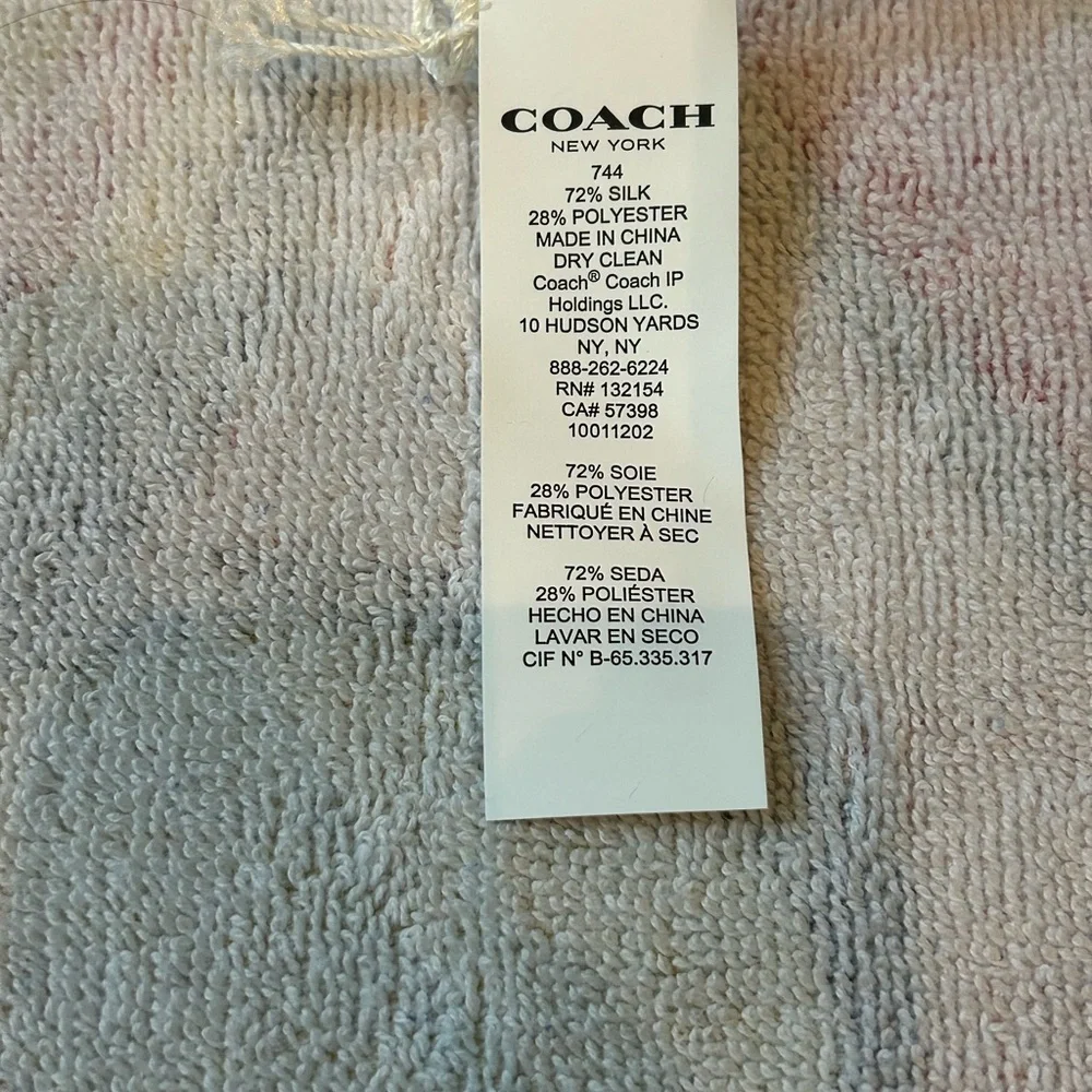Coach Cream Scarf with Blue and Brown Accents - Picture 9 of 9