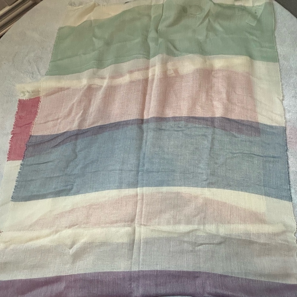 Coach Striped Scarf in Purple, Cream, and Red - Picture 4 of 6