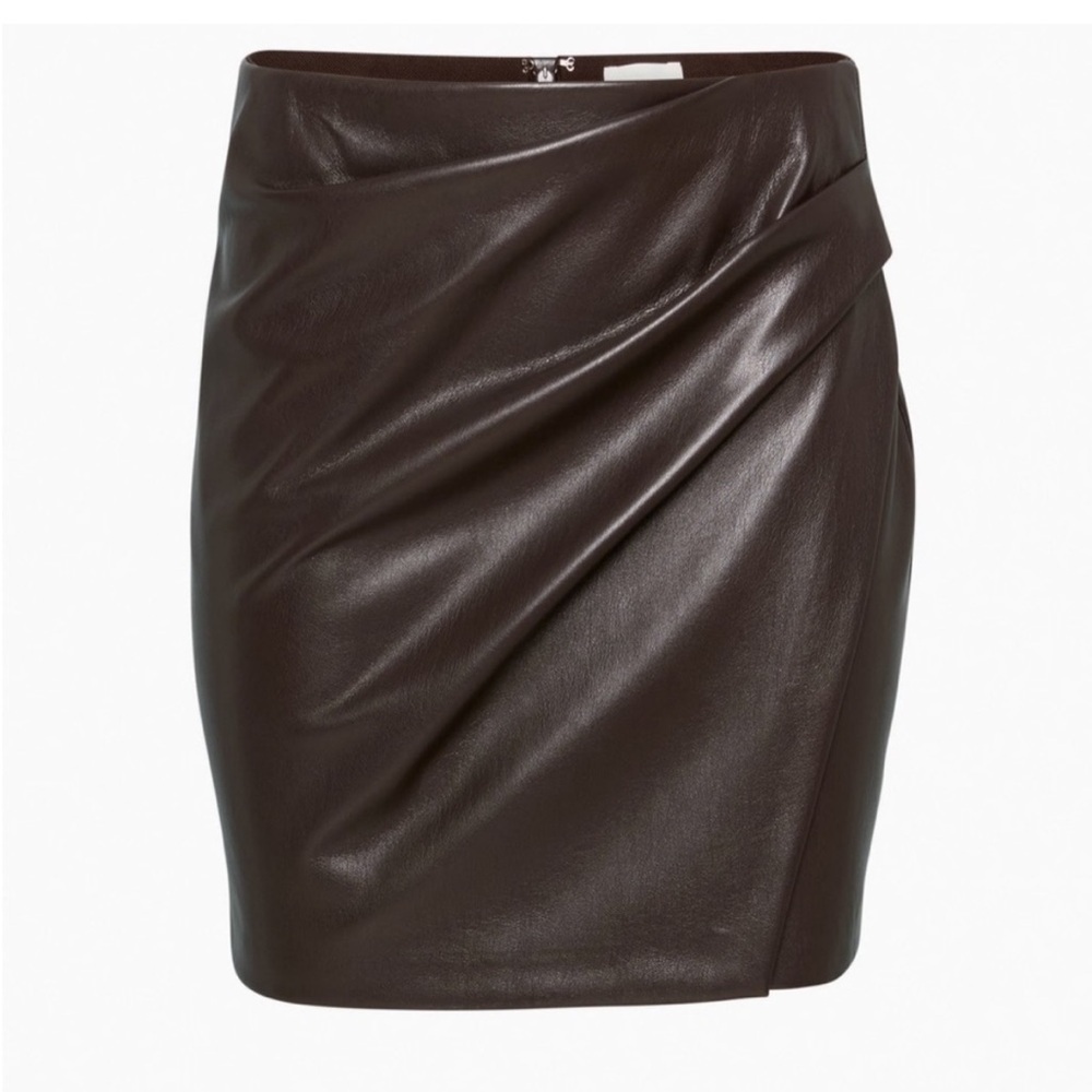 New ARITZIA WILFRED BLACK LEATHER ANGIE SKIRT - Picture 3 of 4