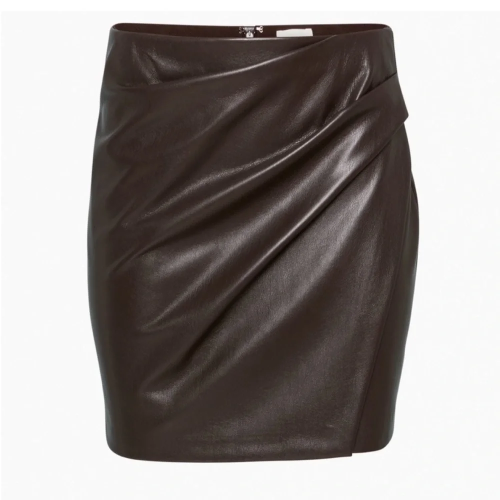New ARITZIA WILFRED BLACK LEATHER ANGIE SKIRT - Picture 3 of 4