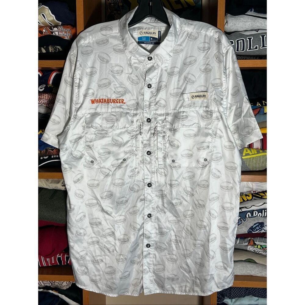 Whataburger Magellan Outdoors Fishing Shirt Men's Hamburger AOP