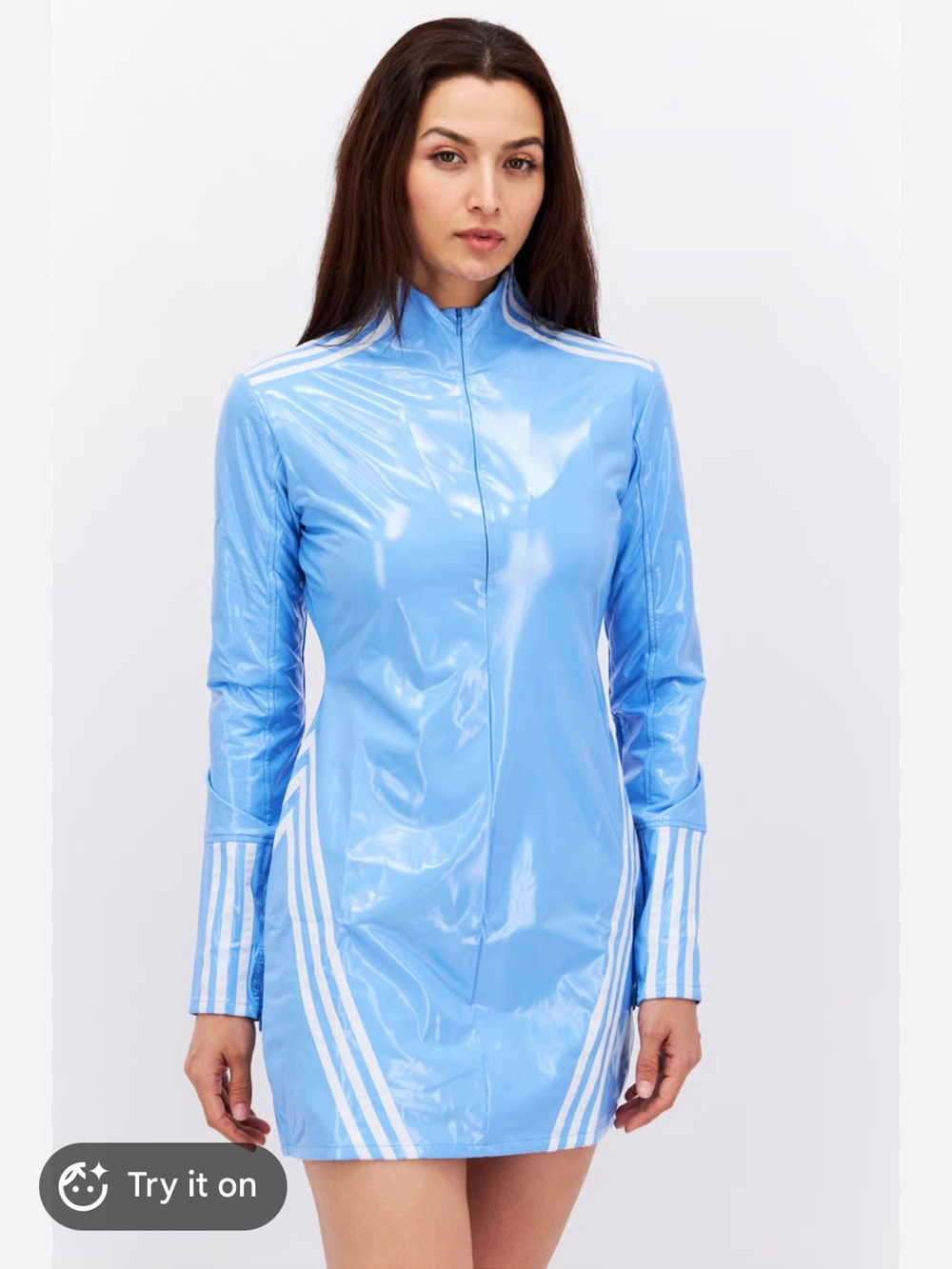 M Adidas Ivy Park 1/2 Zip Latex Dress - Picture 2 of 16