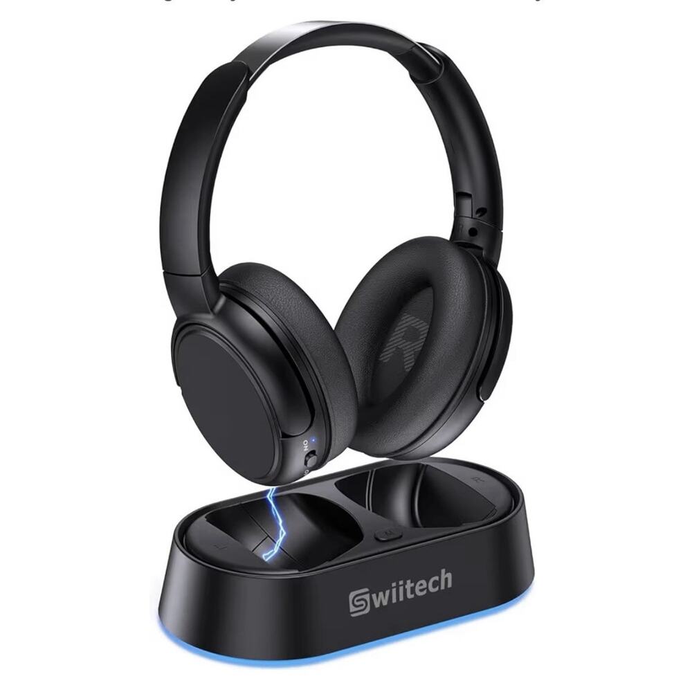 Swiitech Wireless TV Headphones Charging Dock Bluetooth 5.3 No Delay Open Box