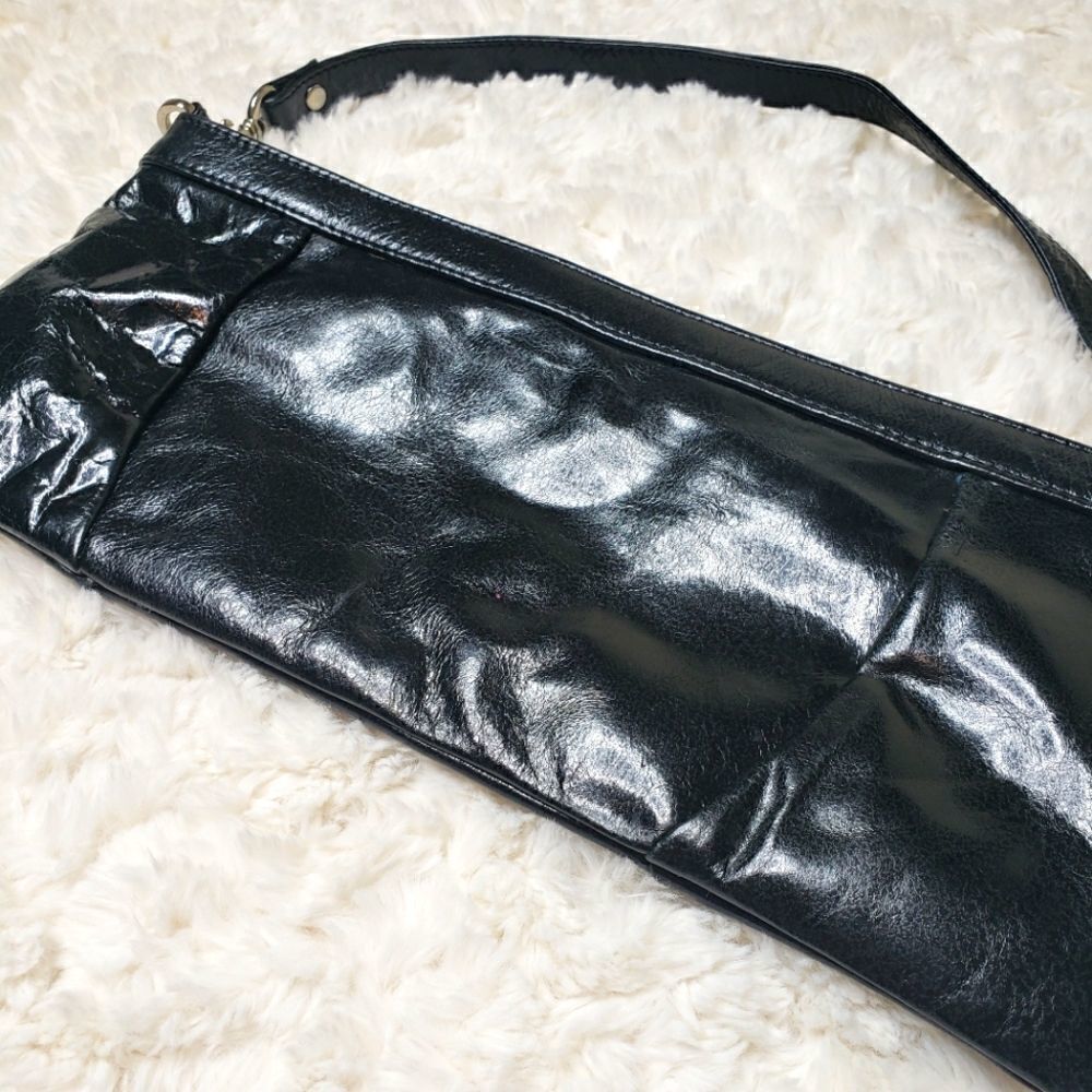 Black Leather Purse W/ Pink & Green Paisley Lining - Picture 10 of 10