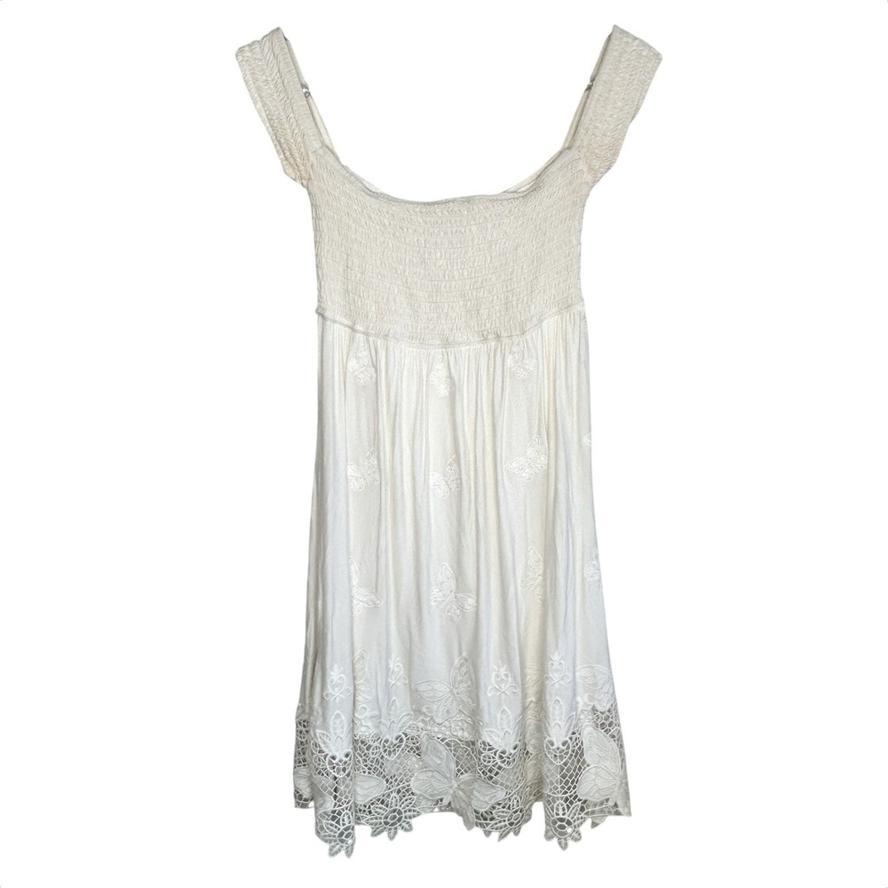 SKY Brand Y2k Boho Fairy Butterfly Lace Babydoll Mini Dress XS Cottage Smocked