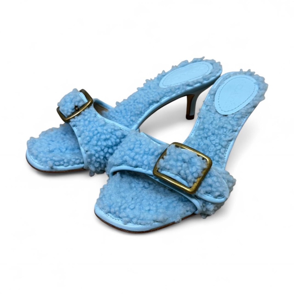 RARE Coach Baby Blue Shearling Sherpa Kitten Heels 6.5