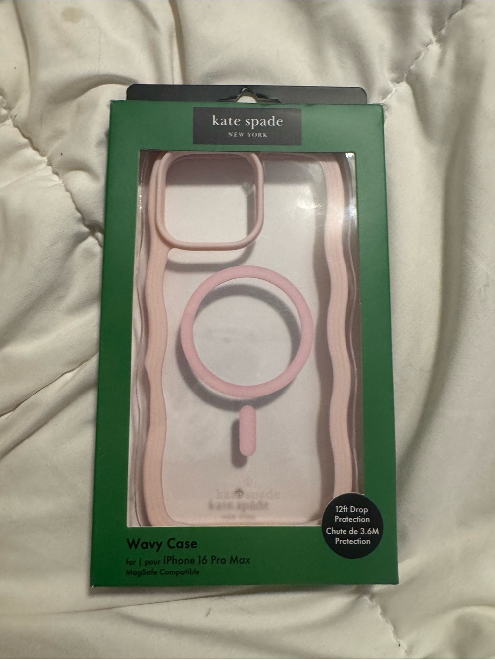 Kate Spade iPhone 16 Pro Max Case w/MagSafe Maroon/Pink Wavy New