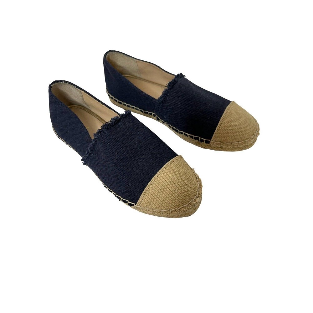 J McLaughlin Womens‎ Redding Solid Canvas Espadrilles 8M Flats Blue/Tan Cloth