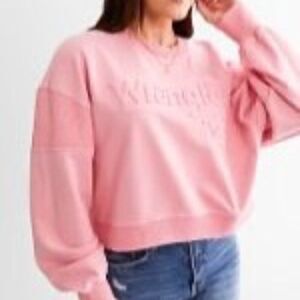 Wrangler Pink Puffy Cropped Pullover‎ Size Medium