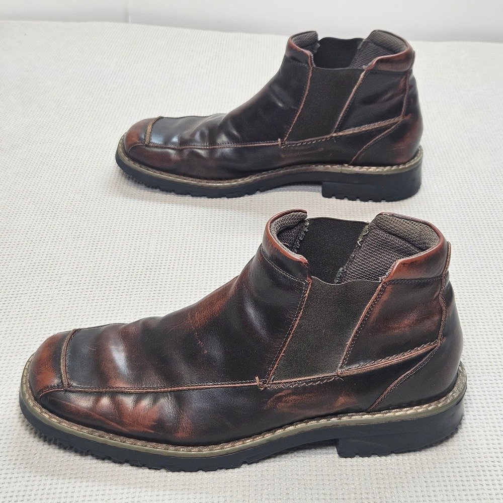 Nunn Bush NXXT Mens Brown Leather Chelsea Boots Square Toe Ankle 83305-02 Sz 12 - Picture 5 of 10