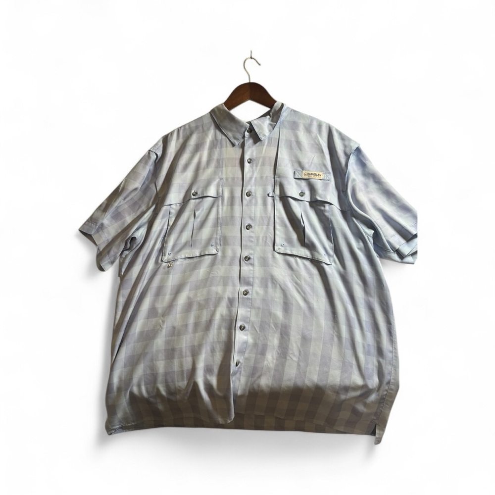 Magellan Outdoors Men's Blue Plaid Button Down Shirt Size 2XL