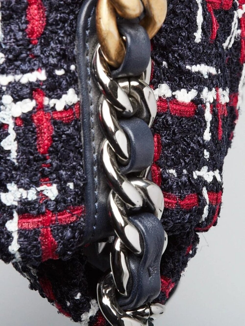 Chanel Navy Blue/Red Tweed Chanel 19 Large Flap Bag - Picture 10 of 11