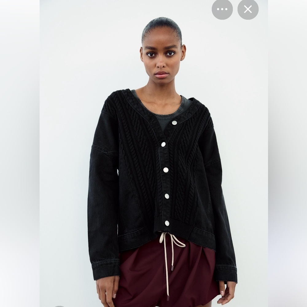 NEW ZARA ZARA KNIT DENIM CARDIGAN size M 
🚨price firm