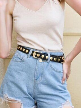 Women Black Leather Belt for Jeans Dresses Pants Fashion Ladies Casual Waist