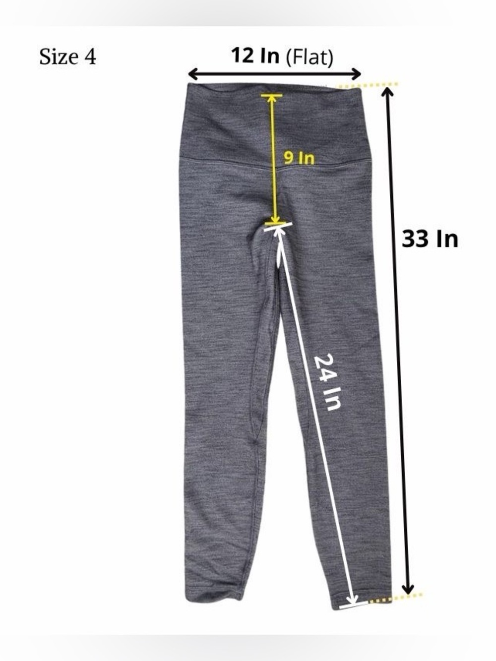 Lululemon Herringbone Leggings Women Size 4 Gray Black Heather Yoga Pants - Picture 8 of 8