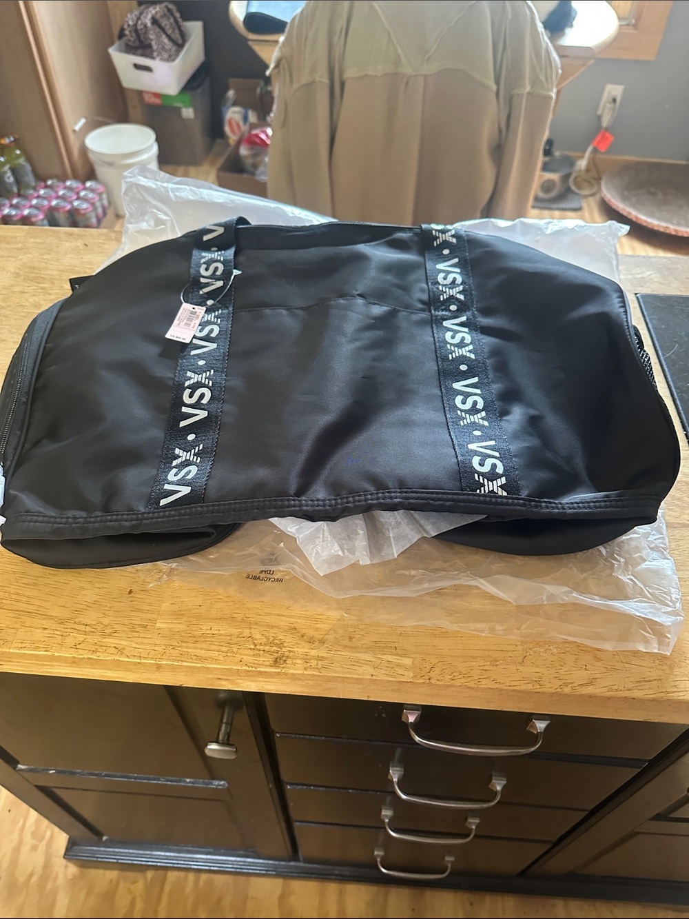 PINK Victoria's Secret Black Laptop Duffel with Branded Webbing