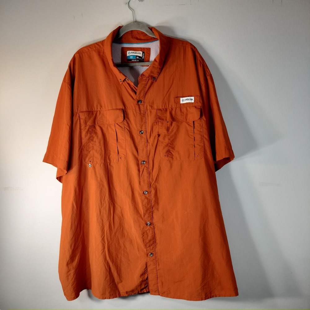 Magellan Outdoors Fish Gear Shirt Mens 4XL Orange Short Sleeve