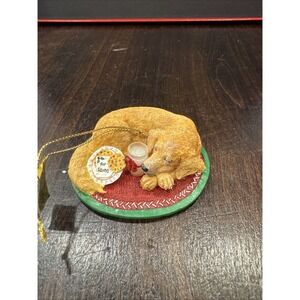 Danbury Mint A Golden Holiday Dog Tired Ornament