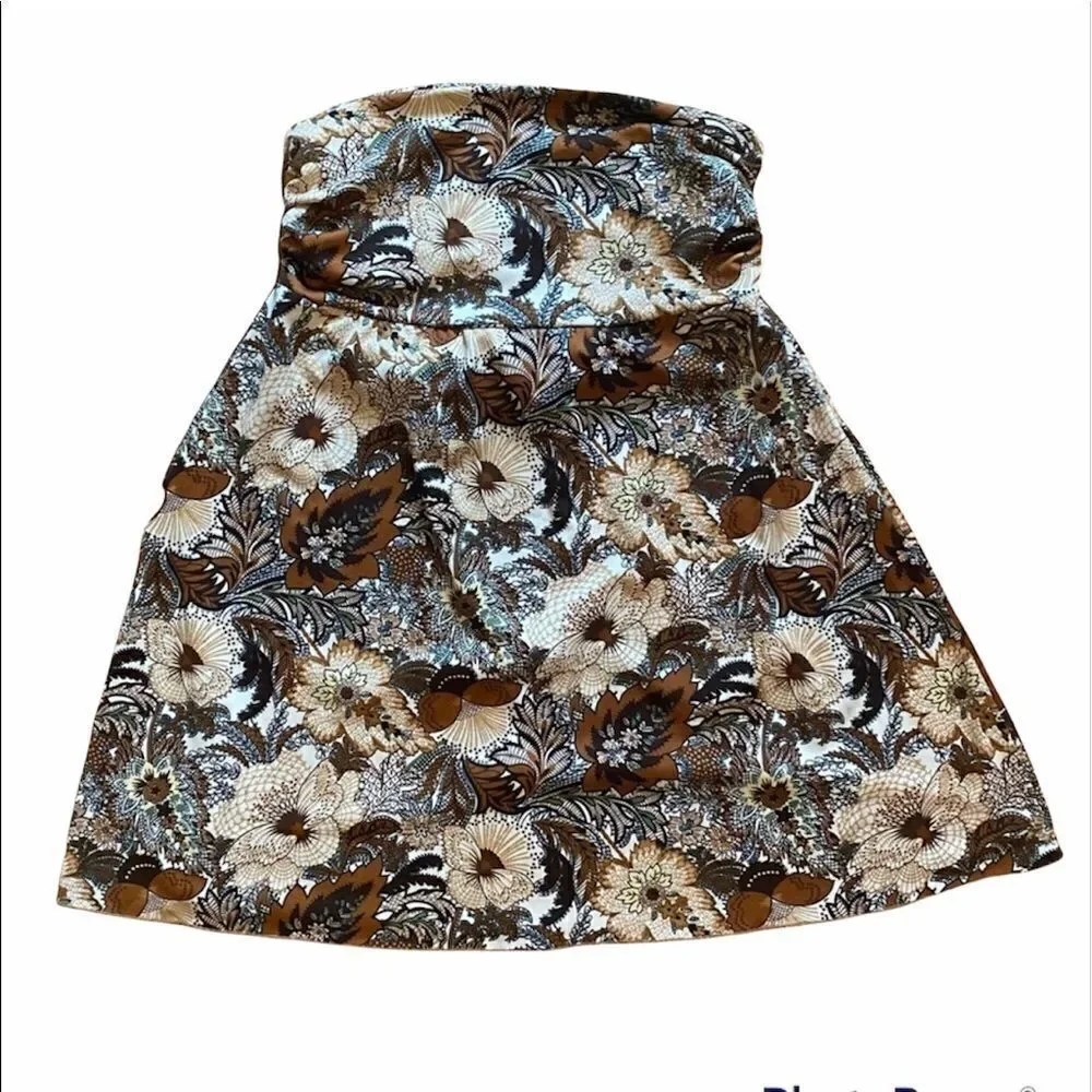 Love Me Kiss Me - floral boho bohemian A-line skirt - fall brown - medium m - Picture 1 of 4