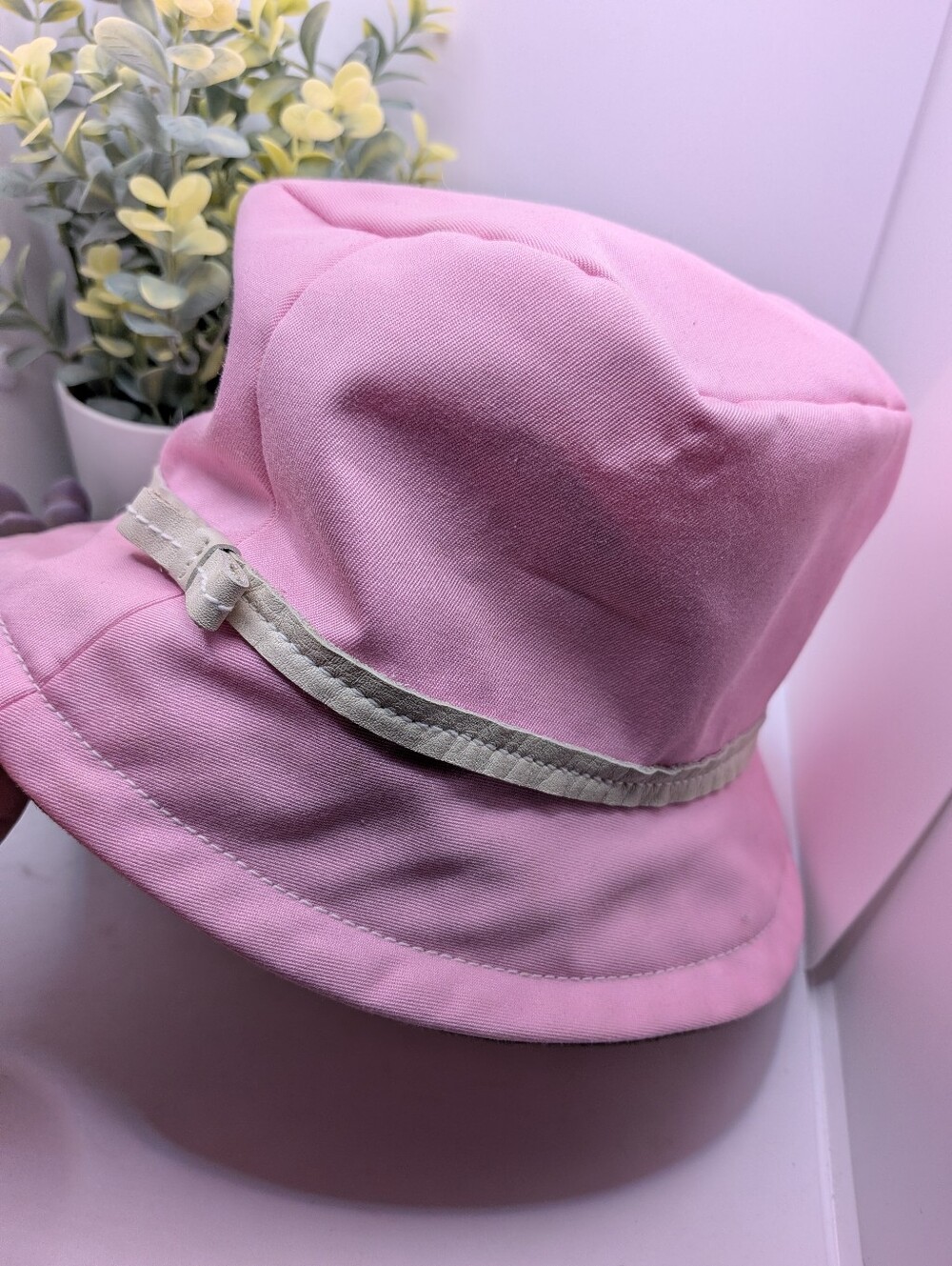 Coach Pink Bucket Hat with Cream Trim