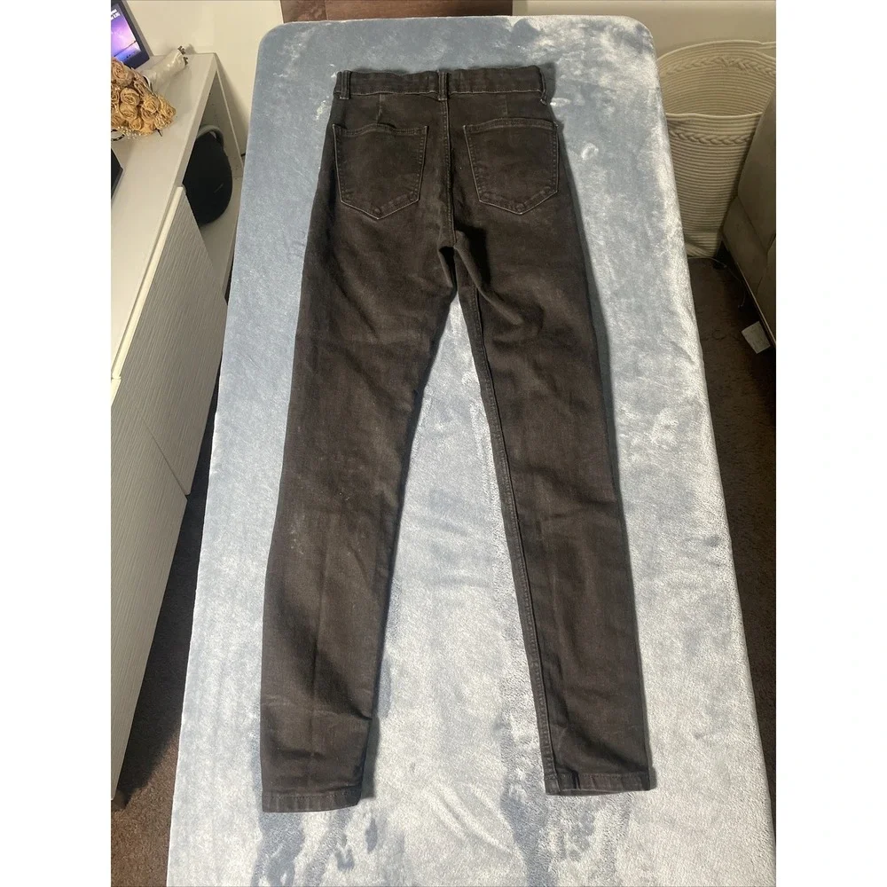 Zara Jeans Womens Size 4 Stretch Distressed Skinny Denim Black 0011 - Picture 4 of 5