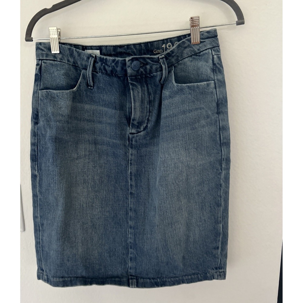 Gap 1969  Sz 4 Straight Petite  Pencil Denim Skirt Womens( Runs Small )(0041)