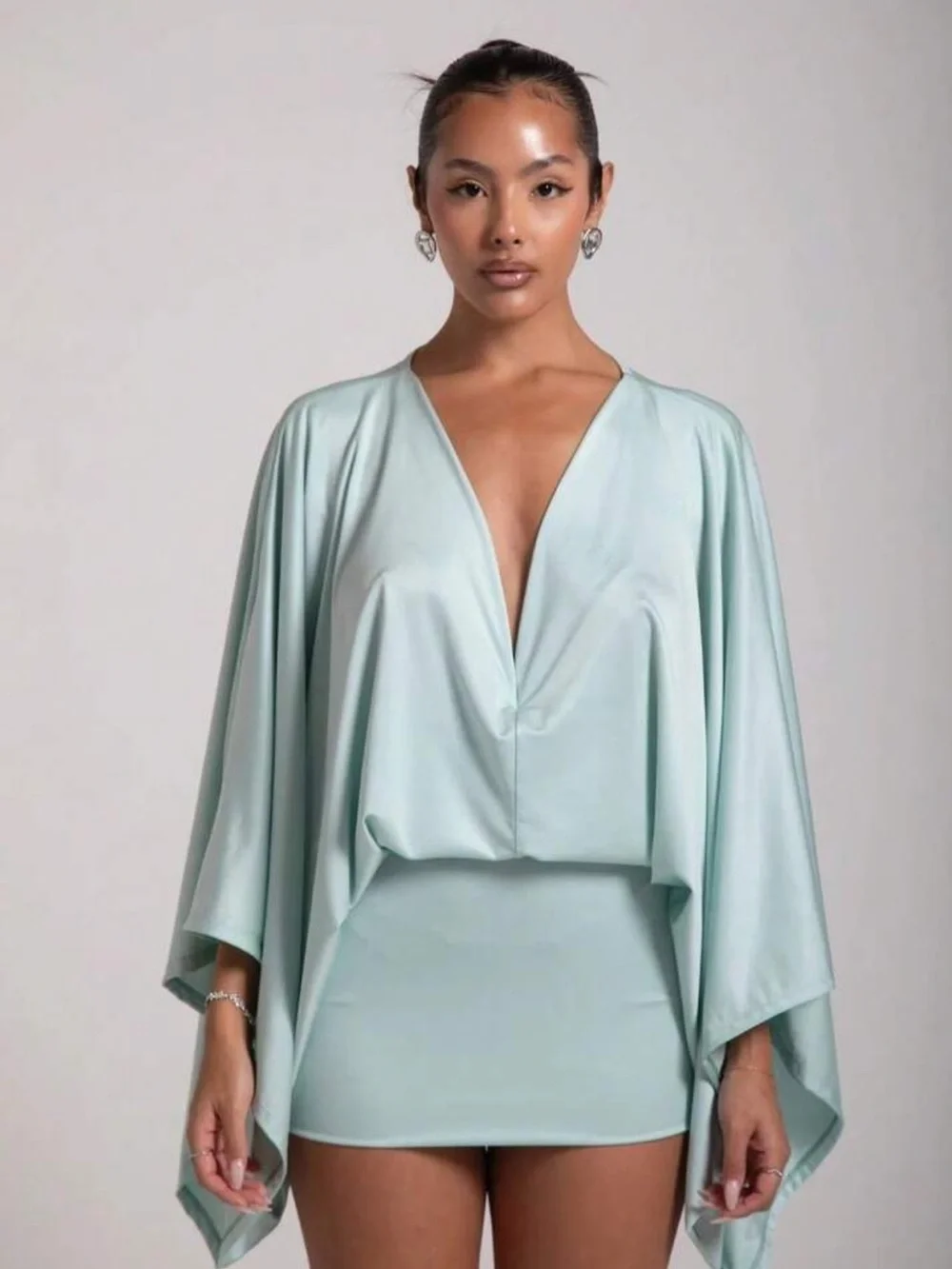 Blue mini v neck dress - Picture 1 of 2