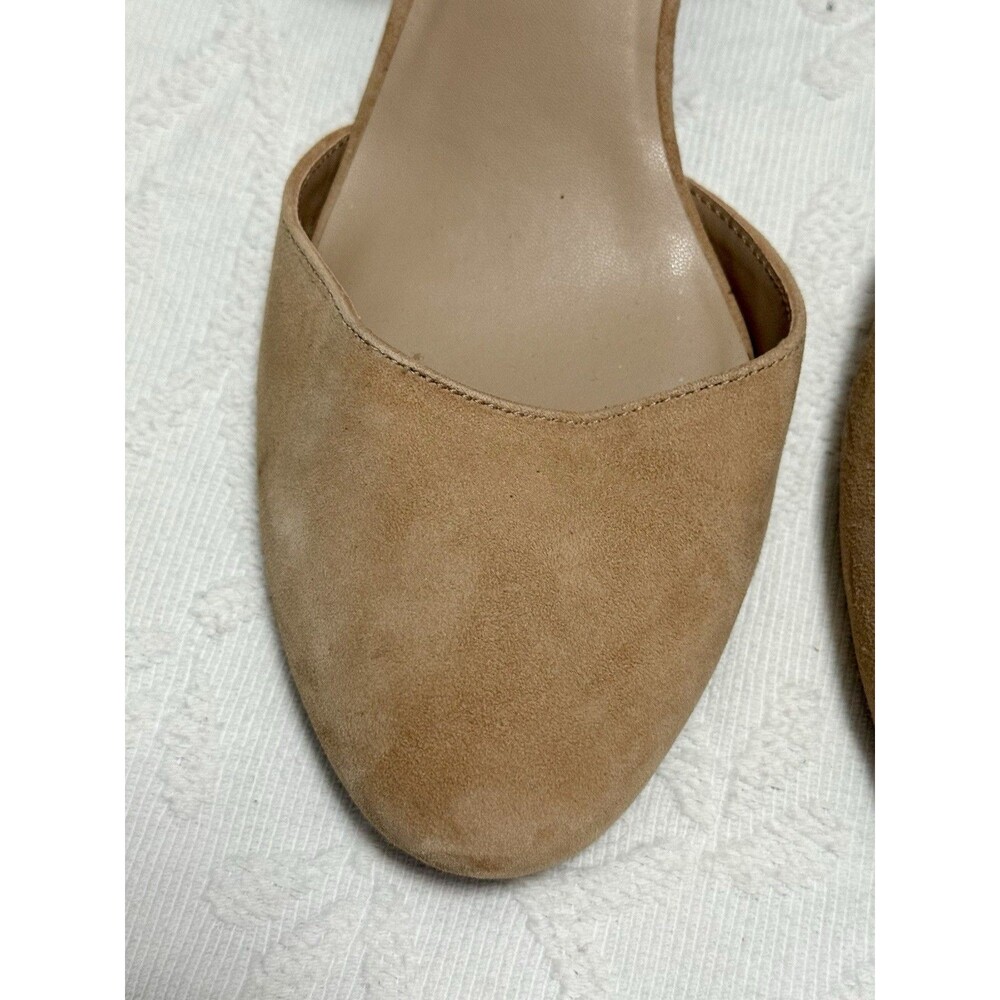 NWOT Giani Bernini Suede Block Heel Ankle Strap Pumps Nude Tan 9M - Picture 4 of 10