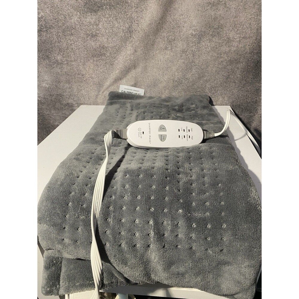 Sharper Image Calming Heat Weighted Massaging Heating Pad 12x24 6 Settings Gray
