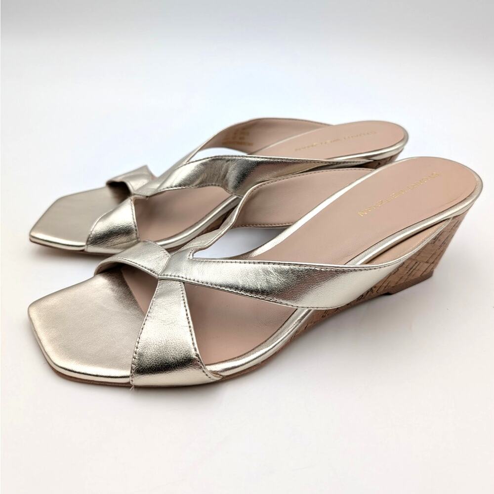 Stuart Weitzman Miami 50 Wedge Sandals Women's Palatino Gold Size US8B EU38.5