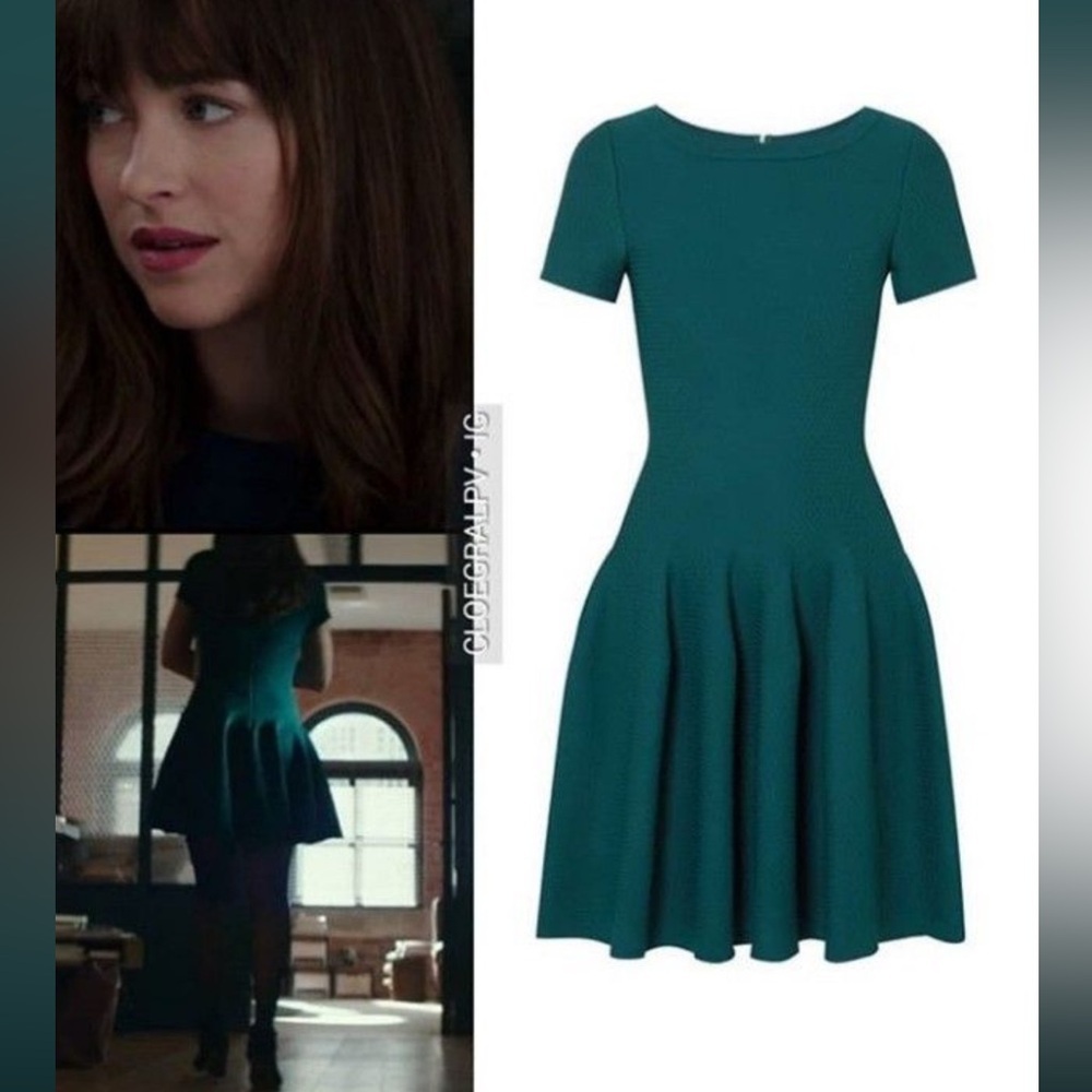 Alaia Paris Fit & Flare Skater Teal Dress Anastasia Steele 50 Shades Of Gray