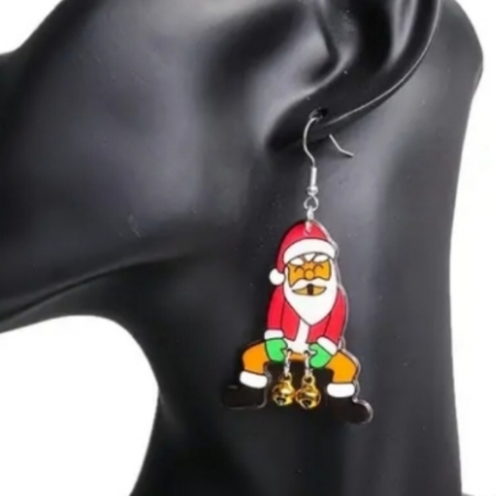 Holiday hand crafted dangle earrings - Picture 2 of 5